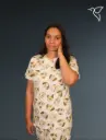 White Women Co-Ord Set with puppies prints