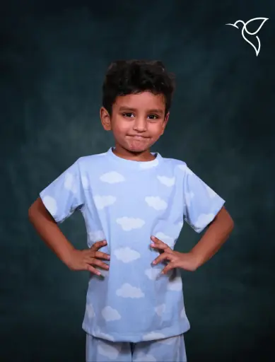 Sky Blue Kids Co-Ord Set with Clouds print