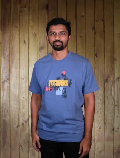 Live Study Steel Blue Men T shirt