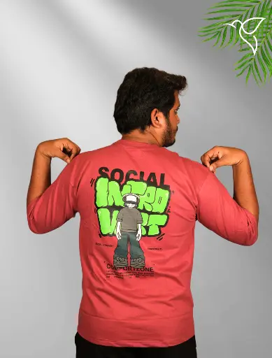 Introvert Burgandy Men Drop Shoulders