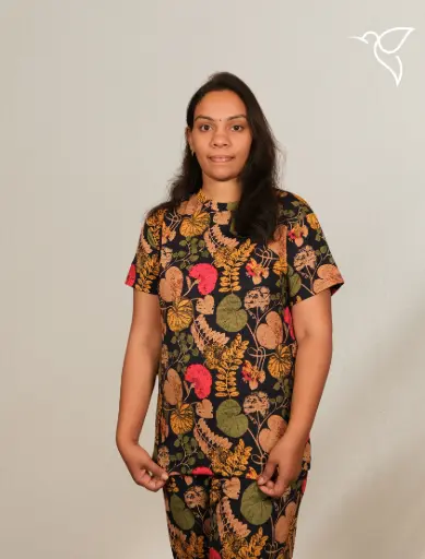 Navy Blue Floral Women Co-Ord Set